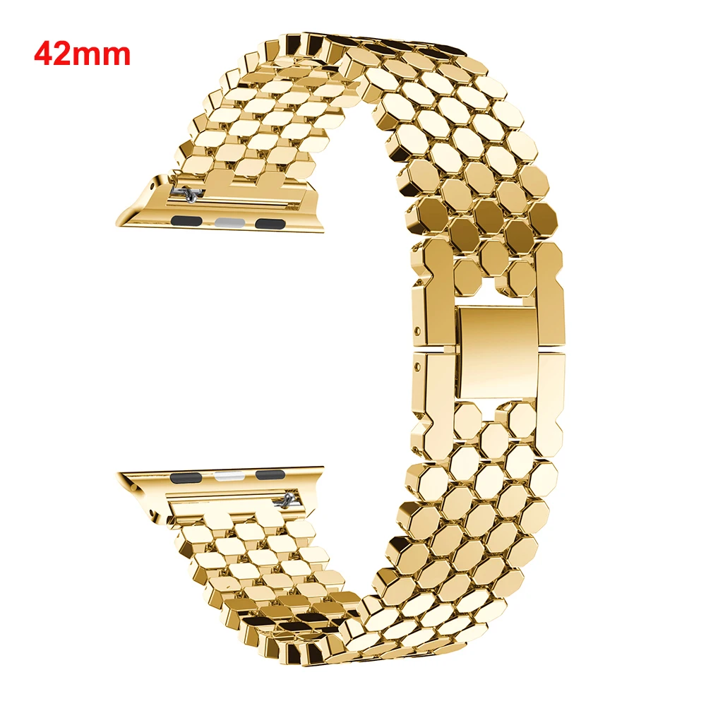 Gold 42mm Ремешок для Apple Watch Band 38 мм 42 мм ремешок из нержавеющей стали сменные полосы для iWatch Series 1 2 3 4 браслет металлические звенья - Цвет: Gold 42mm