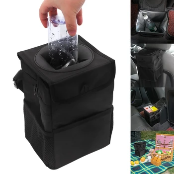 

Car Trash Can with Cover Car Back Storage Box Folding Waterproof Trash Can Insulation Bag Auto Parts