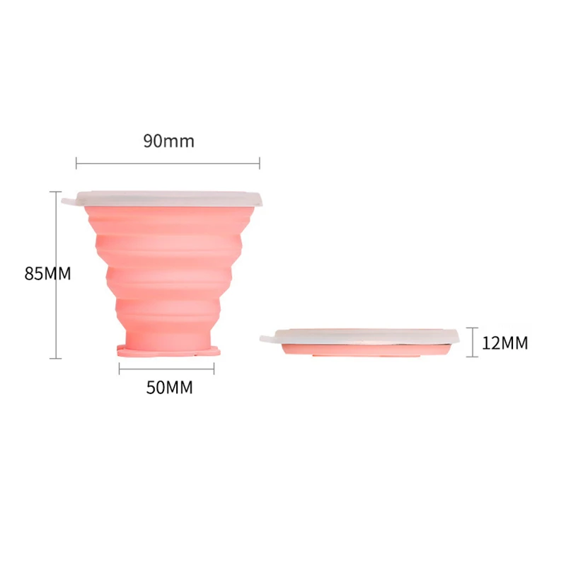 250ML Cartoon Silicone Collapsible Travel Cup Folding Outdoor Camping Cups With Lids Drinking Mug Milk Coffee Cup Tableware