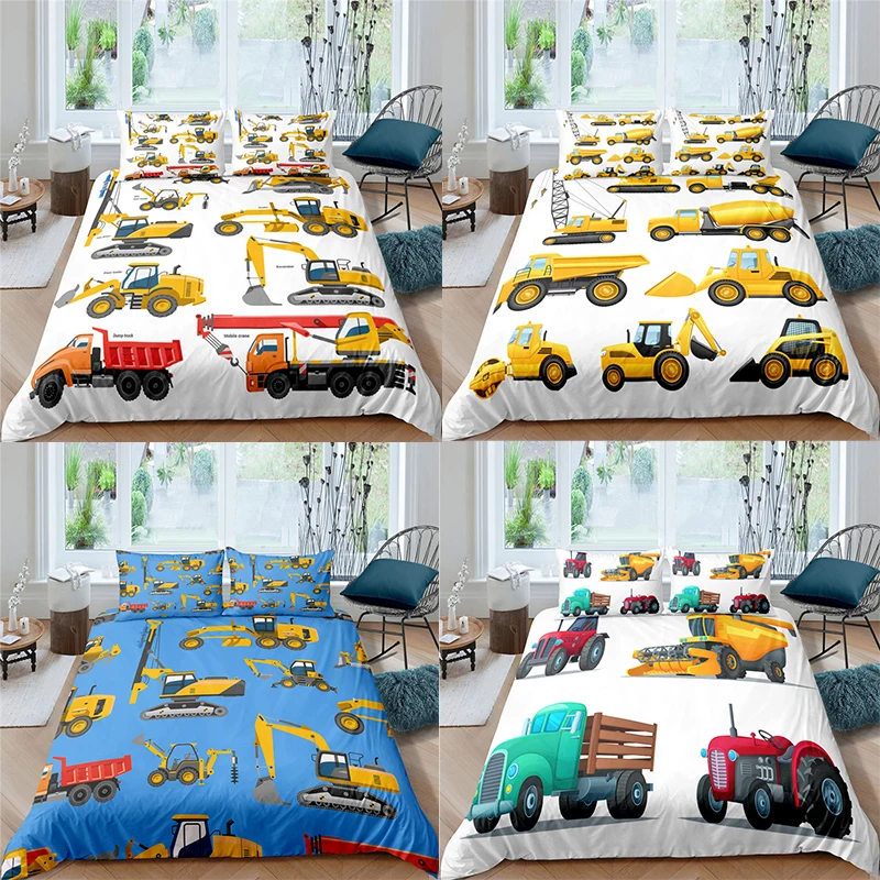 

3pcs Simple Cartoons Car Pattern Bedding Sets High Quality Child Duvet Cover Comforter Soft Twin Single Full Queen King Size