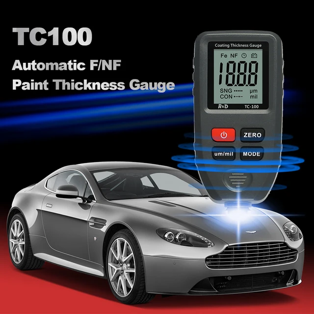 R&D TC100 Automobile Thickness Gauge Car Paint Tester Thickness Coating Meter Russia Manual Ultra-precise 0.1micron/0-1300 Fe&NF 2