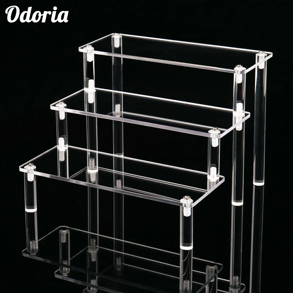 

Odoria Transparent 3-Tier Acrylic Display Riser Rectangular for Figurines Toys Nail Polish
