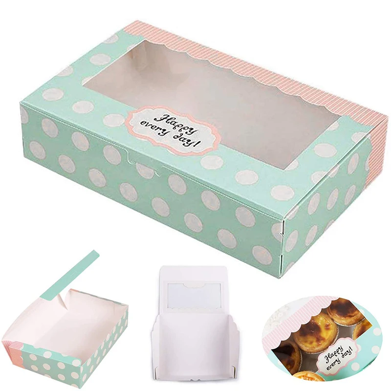 6 Pieces Of Paper Cake Boxes For Cookies Cupcakes Pastries Gift Boxes Bakery Container Set
