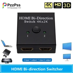 PzzPss – commutateur HDMI 4K, 2 Ports bidirectionnel, 1x2/2x1, compatible Ultra HD 4K 1080P HDR HDCP pour PS4 et PC 