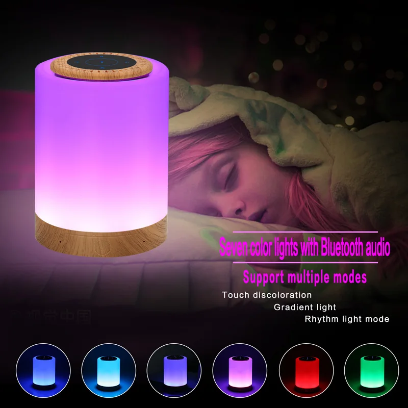 

LED colorful night light table lamp mini with bluetooth speaker dimming atmosphere light with music touch romantic bedside lamp