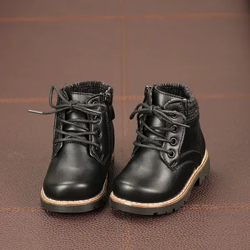 

2020 Autumn and winter new children's Martin boots and bla chain knitted short boots boys and girls baby soft-soled leather boot