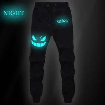 

New Students Loose Sports Pants Casual Pokemon Gengar Luminous Cotton Straight Pants Jogger Fitness Men Long Trousers