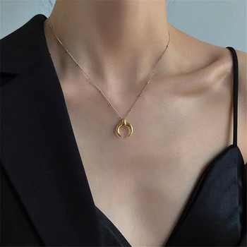 

Moon Pendant 925 Silver Ball Necklace Jewelry Minimalism Chocker Kolye Vintage Collier Bijoux Femme Women Fashion Necklace