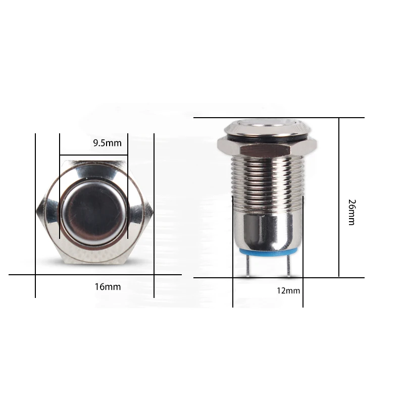 

5pcs/lot 12mm metal button switch Locking Latching /Self-reset Momentary waterproof press the point, flat head and high head