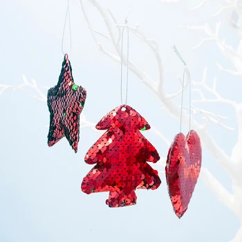 

1set 3pcs Sequin Bell Star Heart Christmas tree Pendant Hanging Ornaments Xmas New Year Festive Party Decoration Supplies 62922