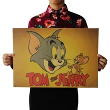 [A167] Кот и мышь Ностальгический ретро плакат из крафт-бумаги экран для помещений кафе декоративная живопись