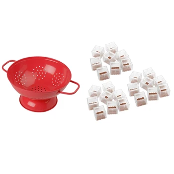 

Round Drain European Style Elegant Household Fruit Basket Red with 24Pack Chair Leg Floor SiliconeFeet Protectors
