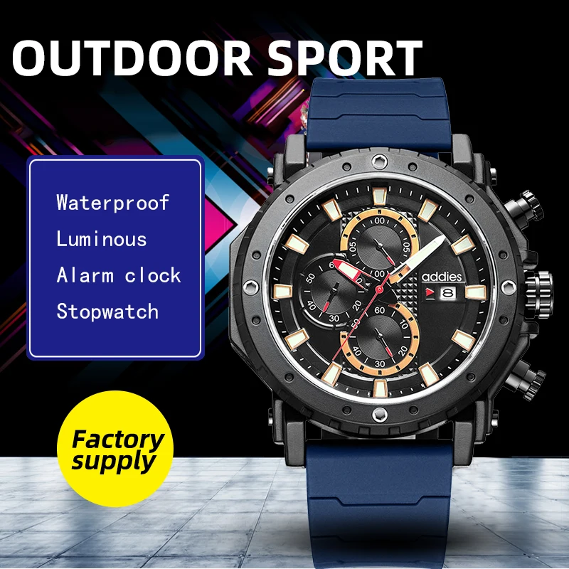 ADDIES Top Brand Men Electronic Fashion Sport Watch Mens Luxury Date Waterproof Digital Quartz Chronograph Relogio Masculino afbeelding