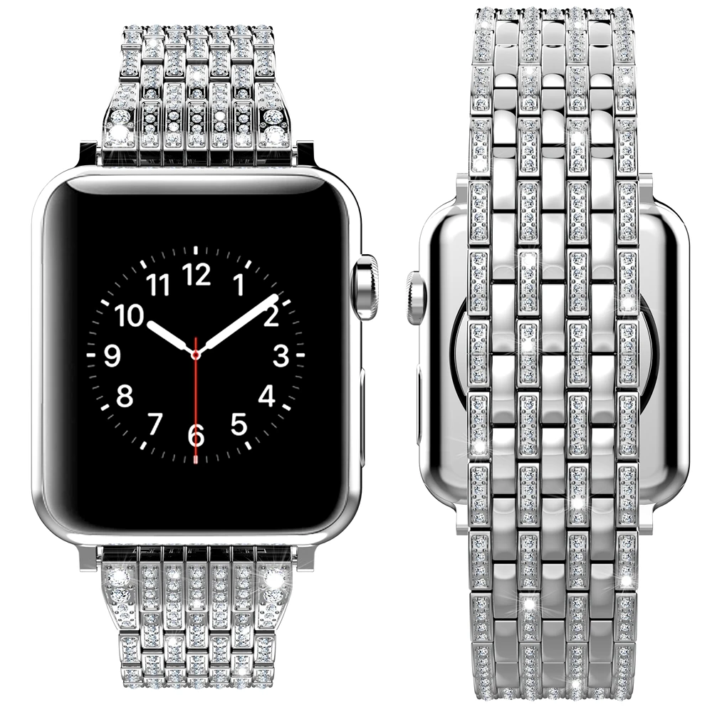 Шикарный ремешок для Apple Watch, ремешок, Кристальные стразы, женский роскошный браслет с бриллиантами, цинковый сплав, ремешок для iWatch, серия 5, 4, 3, 2, 1