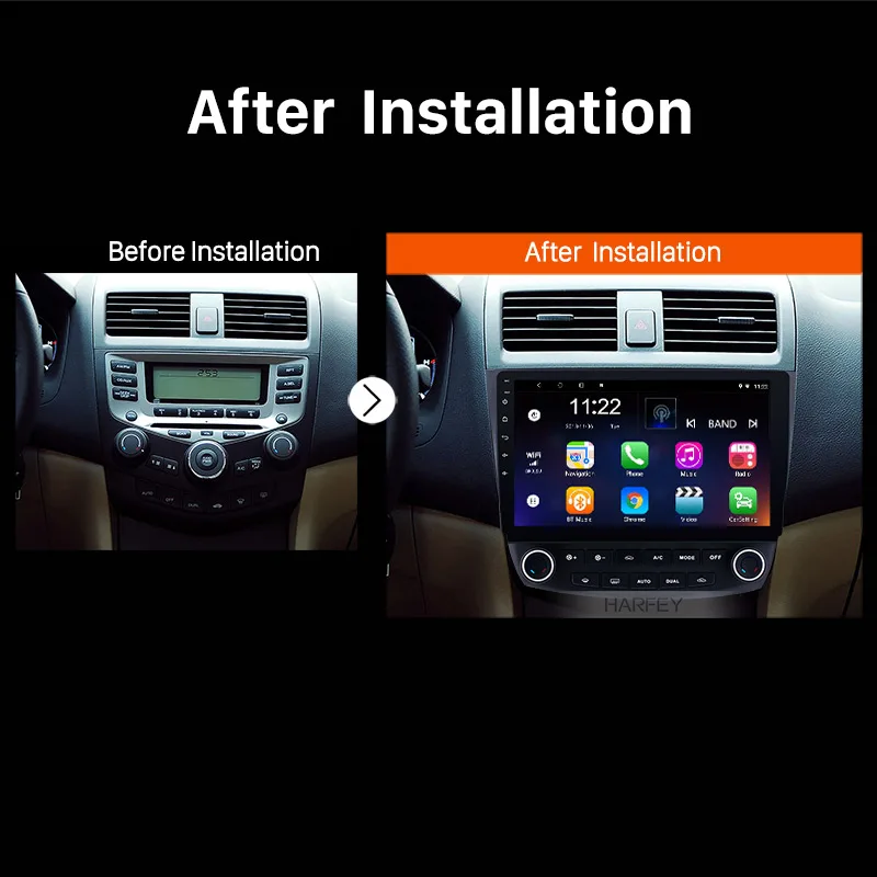 Clearance Harfey Car 10.1" HD 2 DIN 4 Core Android 9.0 Wifi GPS Navi Auto Radio For Honda Accord 7 2003-2007 Multimedia Player support DVR 2