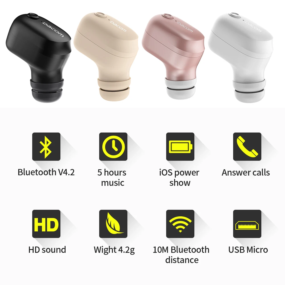 Dacom K8i Мини Bluetooth наушники спортивные Беспроводные Наушники Вкладыши 50 шт./партия