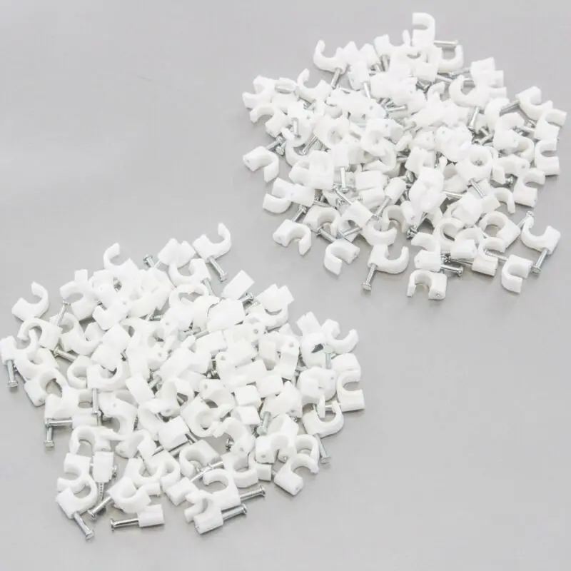 

200Pcs Round 1/4" 6 mm Cable Wire Clips Cord Tie Holder Coaxial Nail In Tacks 100% brand new and high quality