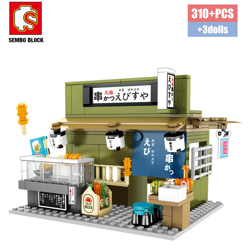 Sembo Blocks City Architecture Japan Sakura Street Osaka Kushikatsu Kushiage Restaurant Store View Mini Blocks Building Toys Stacking Blocks Aliexpress