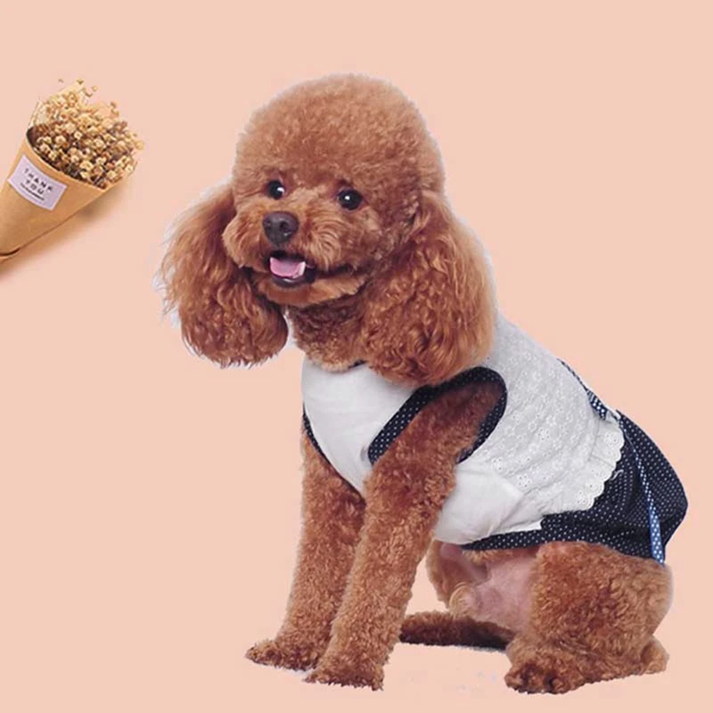 Pet маленьких собак для девочек Мягкая юбка с вышивкой платье с бантом летняя одежда для Чихуахуа Одежда для французских бульдогов хлопок