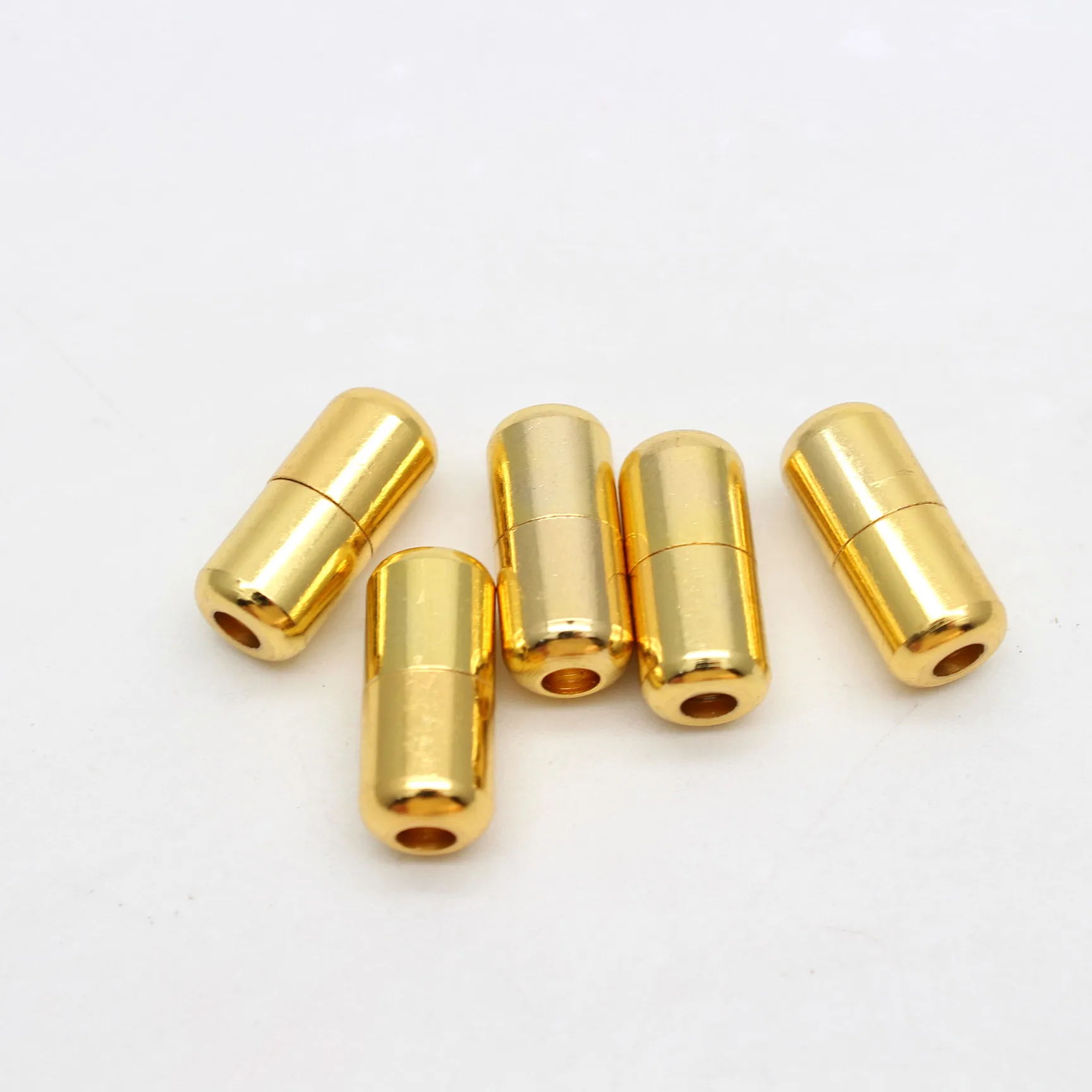Gold 5 комплектов, баррель, медные винтовые застежки, концевые крышки шнура, соединитель для браслета, ожерелья, ювелирных изделий, размер отверстия 3,6 мм - Цвет: Gold
