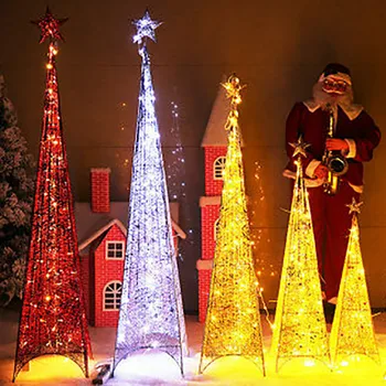 

Recycle LED Iron Art Christmas Tree Ornament 2020 led Glowing Christmas Decorations Environmental Protection Christmas Tree