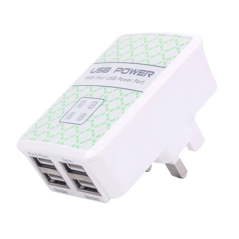 США/ЕС/Великобритания 4-портовое USB настенное зарядное устройство Быстрая