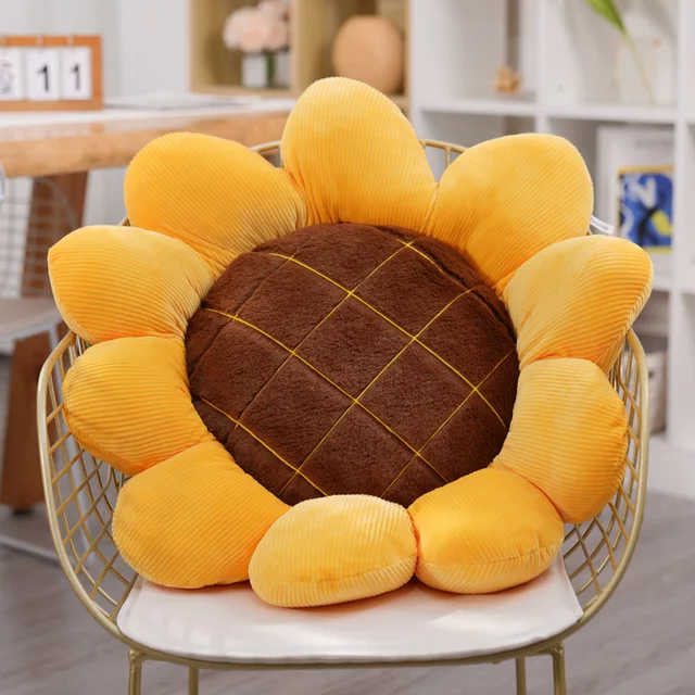 40/50/70cm New Sunflower Stuffed Plants Soft Plush Seat Cushion Throw Pillow For Sofa Chair Indoor Floor 2