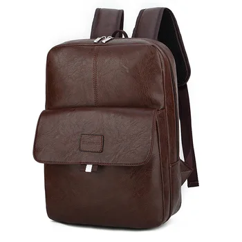 

Backpack men's new Korean trend pu soft leather fashion simple college style casual travel backpack