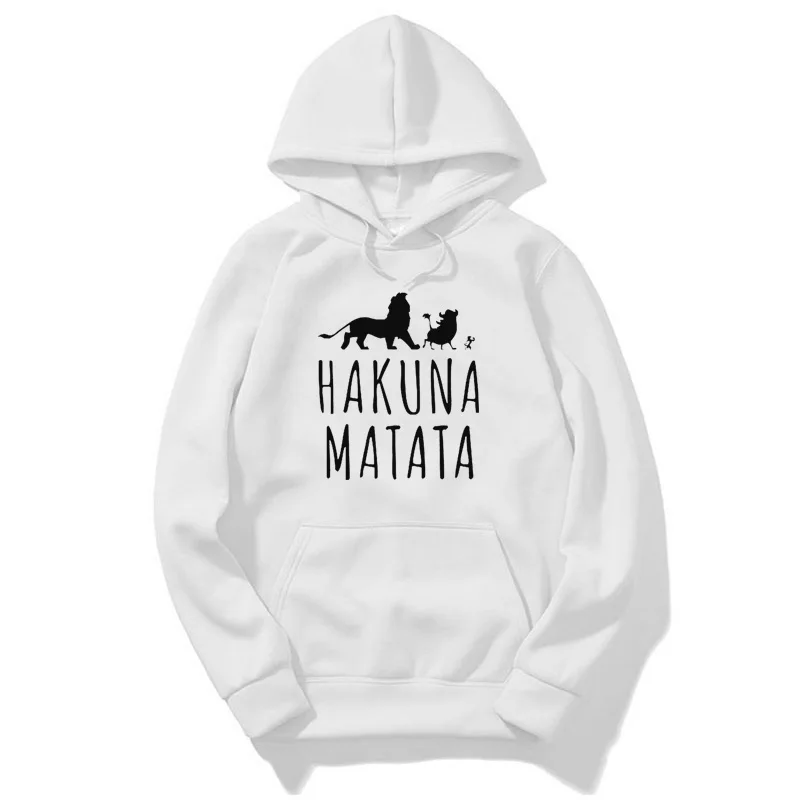 Hakuna Matata флисовая толстовка женская Повседневная флисовая толстовка Король Лев Harajuku пуловер животные толстовки Великобритания