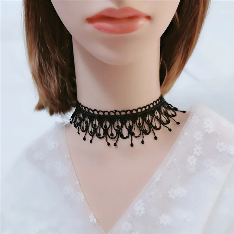 

Choker Europe And America Fashion And Personality Tassel Necklace Black Lace Necklace Neck Ring Women's Choker Formal Dress Acce