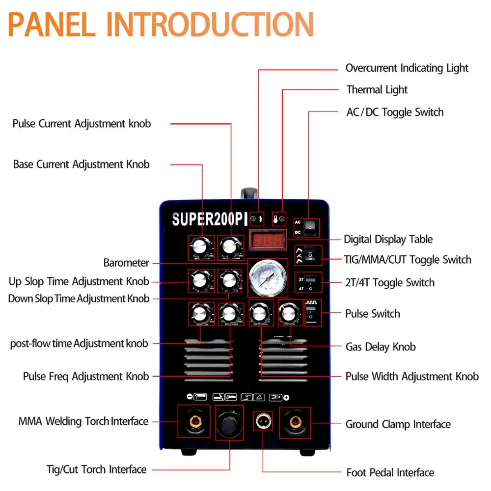 IGBT Pulse TIG/MMA Aluminium Welder 200A AC/DC 7 in 1 Milti-function Welding Equipment 50A Plasma Cutter Welding Machine 4