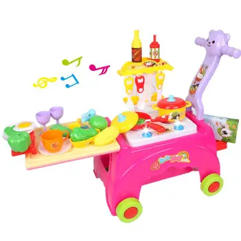 

Multi-function Children Play House Toy Cart Storage Car Kitchen Toy with Light