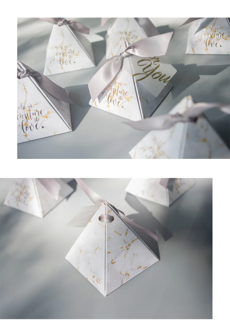 Новая креативная Серая Мраморная пирамида, Подарочная коробка для конфет, вечерние бумажные коробки для детского душа, посылка/свадебный подарок