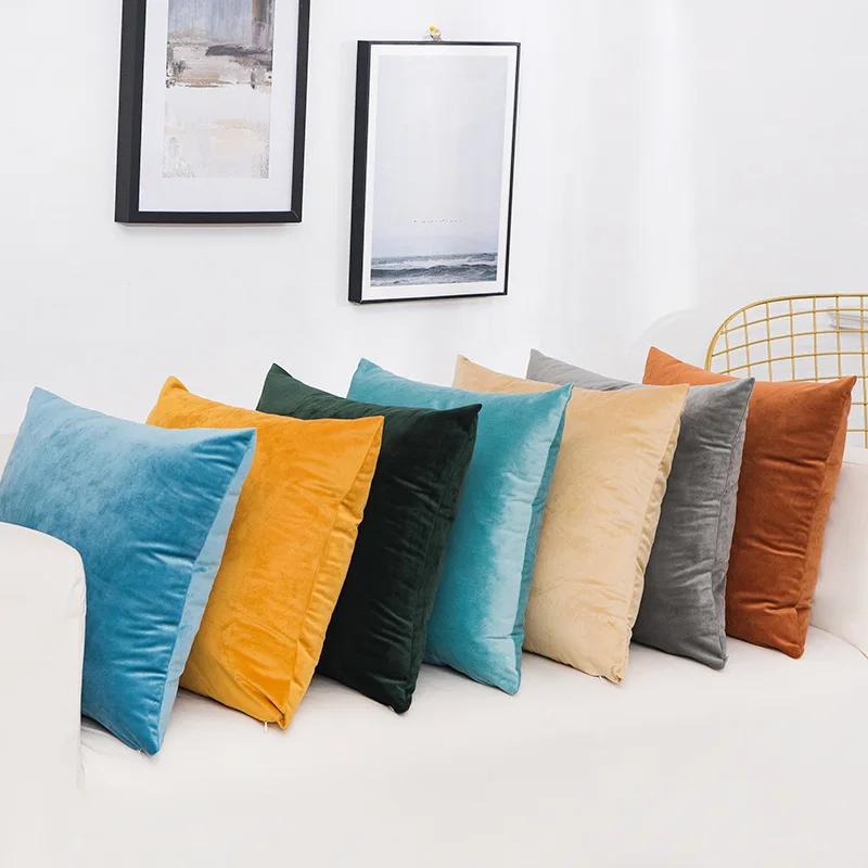 

24 colors of velvet pillow cover home decoration sofa pillowcase 45x45cm 50x50cm portable car cushion cover soft fabric 1PC