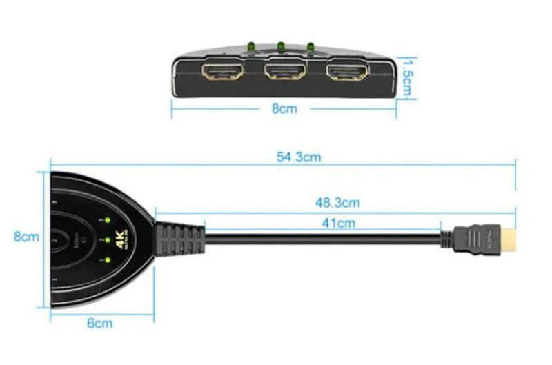 HDMI сплиттер 4K 4096 3840 Full 1080p видео высокой четкости 3*1 HDMI переключатель 3 в 1 Выход Дисплей для HDTV DVD PS3 Xbox топ продаж