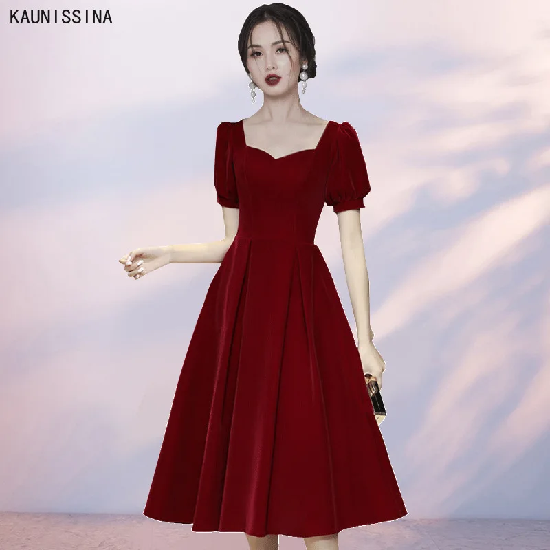 

Vintage Cocktail Dresses Short Sleeve Sweetheart A-Line Formal Gown Party Dress Ladies Homecoming Vestidos Robes De Cocktail