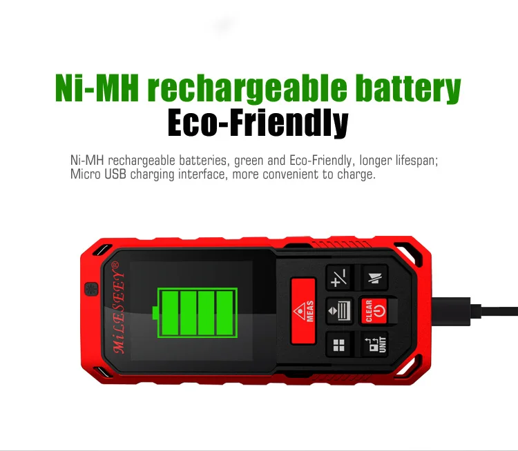 Mileseey S2 100M Green Laser Rangefinder Digital Laser Distance Meter Laser Tape Measure Diastimeter Tool