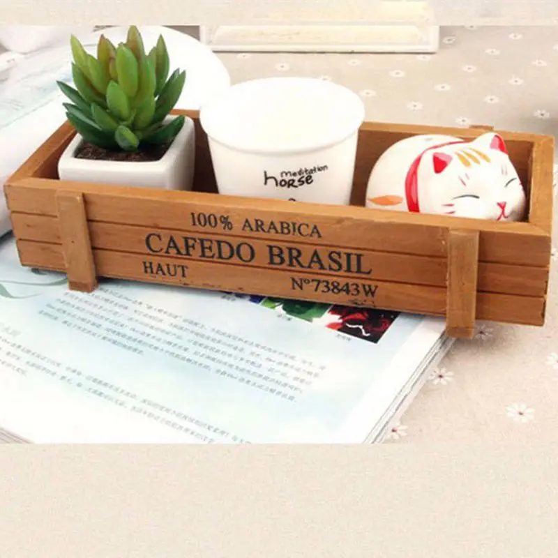 Plant pot vintage wood garden flower succulent 1pc Brown