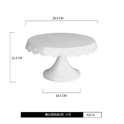 Металлическая винтажная белая кружевная тарелка для торта десертный стол украшение для торта - Цвет: white small