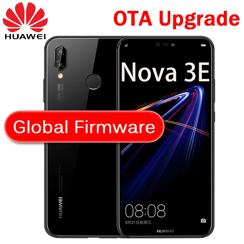 Huawei P20 Lite, глобальная прошивка, NOVA 3E, смартфон с функцией распознавания лица, 5,84 дюймов, полный экран, Android 8,0, стеклянный корпус, фронтальная камера 24 МП