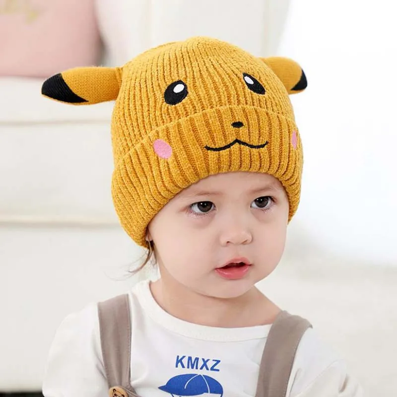 

Doitbest 1 to 5 years old Baby girl Beanies Cartoon two horns Winter Child knit hat kids girls Earflap Caps