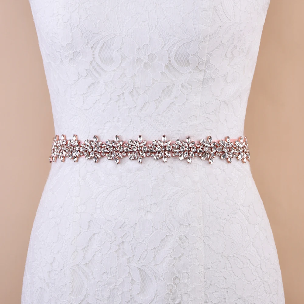 

TRiXY S269-RG Crystal Wedding Belts Shiny Bridal Belt Wedding Sashes Rose Gold Bridal Sash Belt Formal Wedding Belts and Sashes