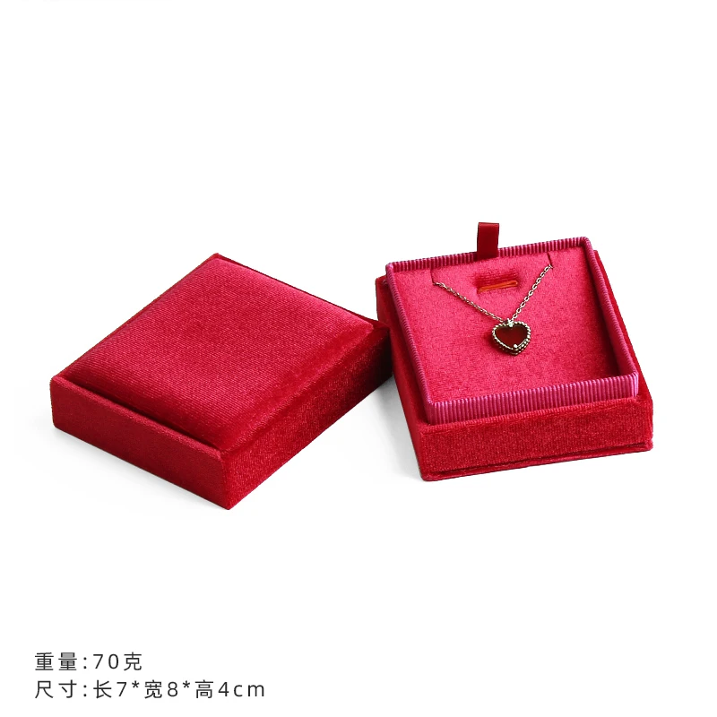 Delicate Handmade vintage velvet pendant necklace boxes gift box pink ribbon storage ring boxes jewelry packaging high-quality