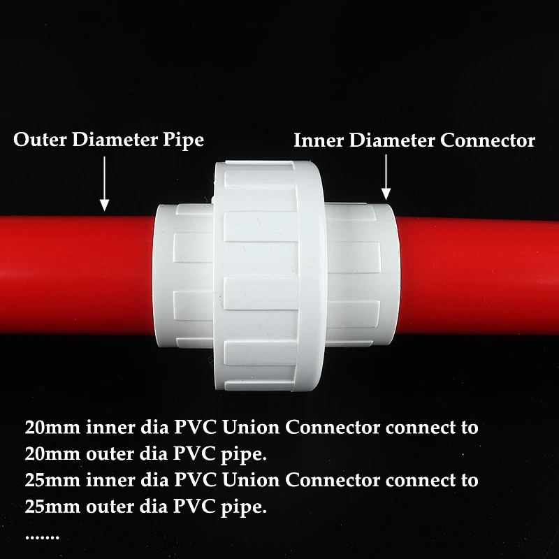20 ~ 2 pz diametro interno 20 ~ 50mm connettore di unione in PVC giardino irrigazione raccordi per tubi dell'acqua casa fai da te acquario serbatoio di pesce giunti del tubo