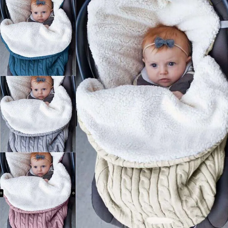 

Baby Sleeping Bag Thick Baby Swaddle Wrap Knit Envelope Newborn Warm Swaddling Blanket Infant Stroller Sleep