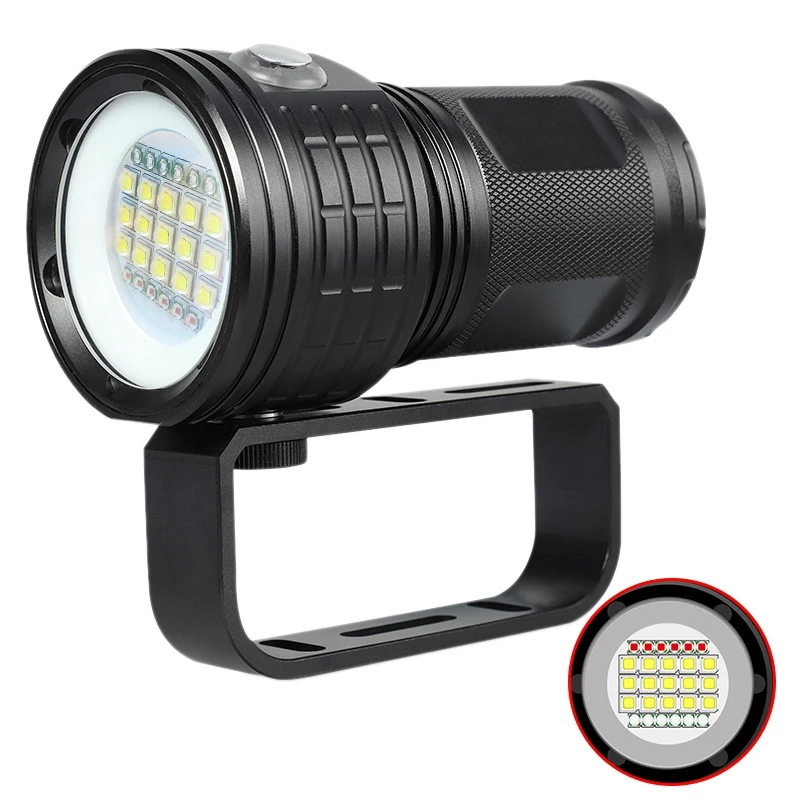 

TOP!-Qx27 500W Professional Photography Fill Light Diving Flashlight Red Blue Light Glare High Power Underwater 80 Meters Ipx8