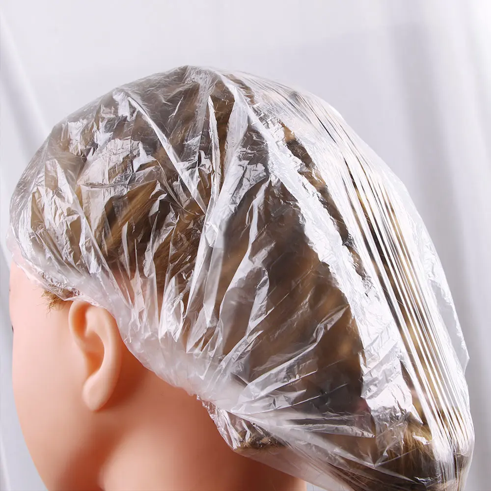 100 шт./лот одноразовая шапочка для душа s Hat Clear Spa парикмахерский салон, Отель одноразовая купальная эластичная шапочка Товары для ванной комнаты шапочка для ванны s