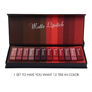 

12 Colors Waterproof Non-Fading Matte Velvet Lipstick Easy To Wear Makeup Lip Stick Nude Beauty Lip Tint Korea Natural Pigment