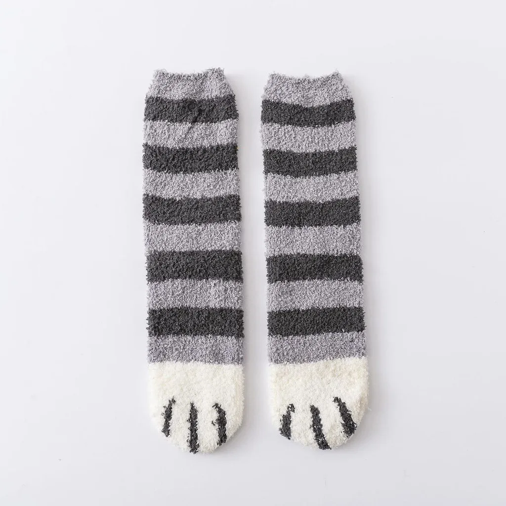 Кашемировые носки с забавными рисунками животных; теплые зимние носки для мужчин и женщин; очень удобные носки с кошачьими лапами; домашние носки для сна