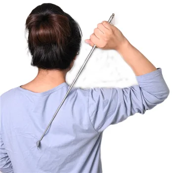 

NEW Stainless Steel Telescopic Portable Adjustable Size Pen ClipTelescopic Back Scratcher Itch Scratch Massage Tool